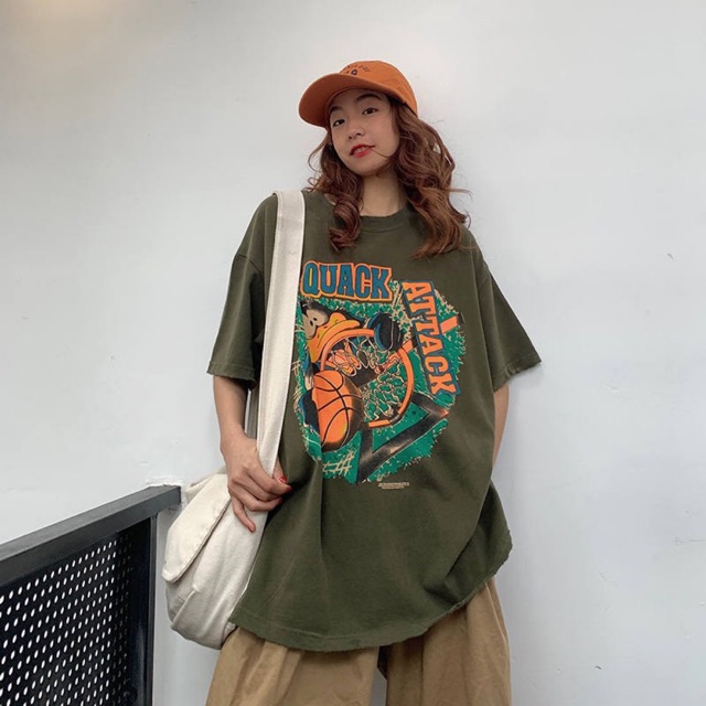 [ PINK ] Áo thun tay lỡ QUACK Unisex